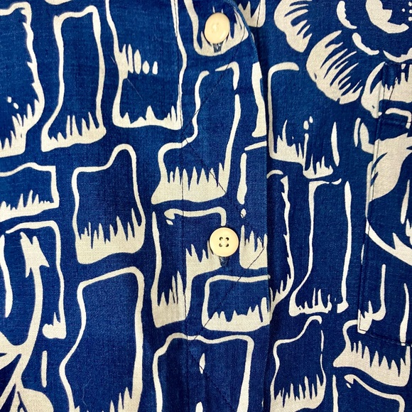 Ilana Kohn Melvin Stone Flower Navy 100% Cotton Long Sleeve Button Down Medium - Picture 5 of 6